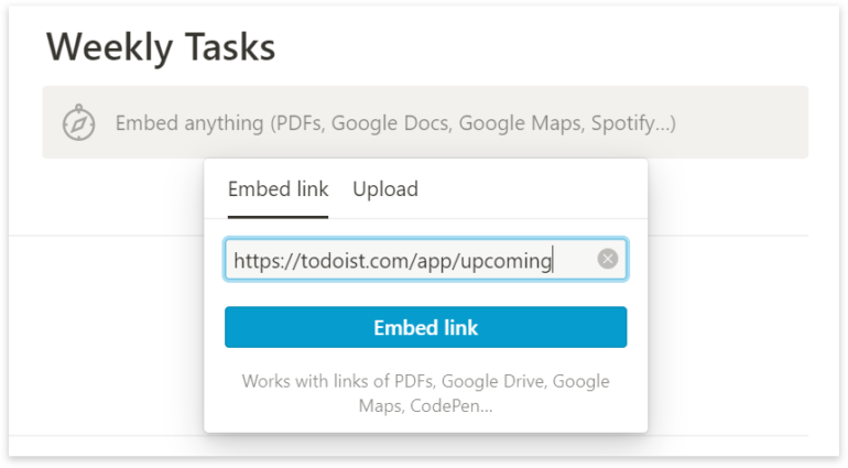 embed todoist link